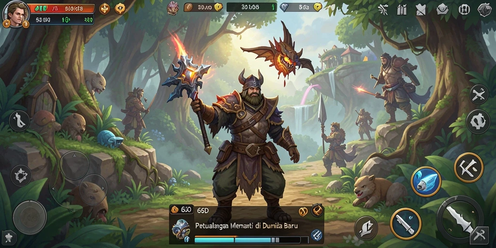 Screenshot gameplay 66D menampilkan karakter menjelajah dunia petualangan.