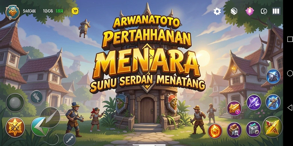 Screenshot gameplay ARWANATOTO menampilkan aksi intens Tower Defense.