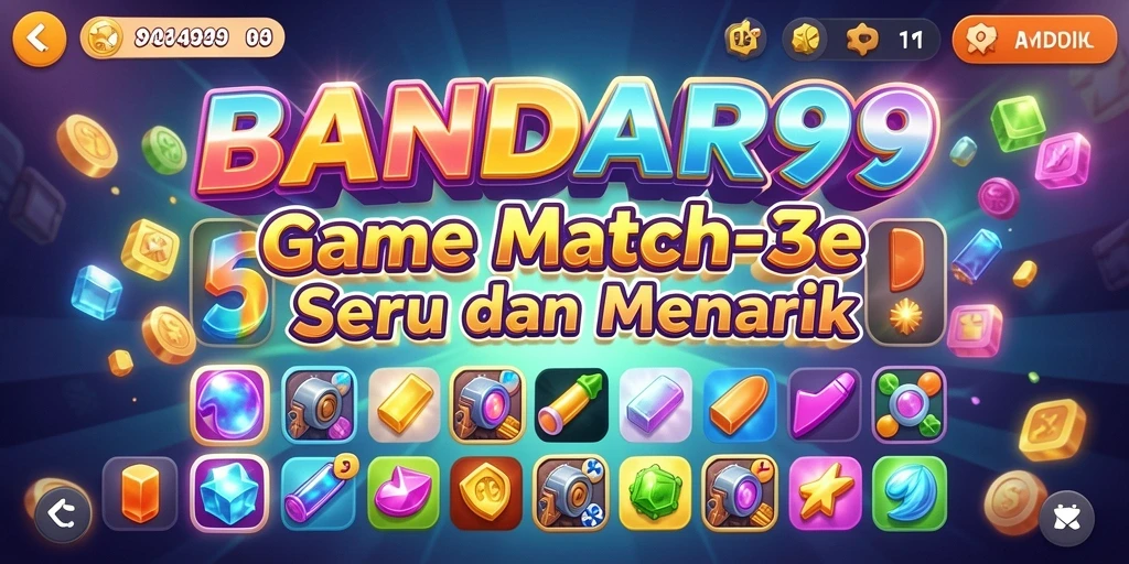 Tampilan gameplay BANDAR99 dengan level Match-3 yang menarik.