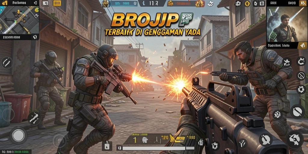 Screenshot gameplay BROJP menunjukkan aksi tembak-menembak yang seru.