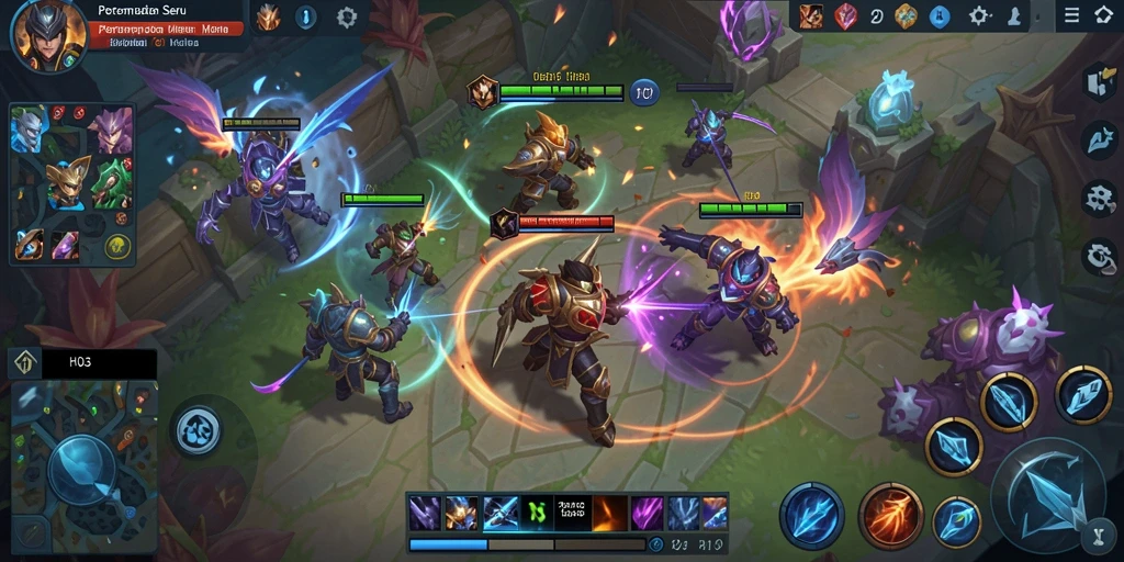 Tampilan gameplay H03 dengan aksi MOBA yang memukau.