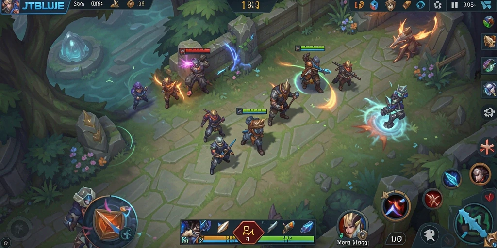 Screenshot JTBLUE menunjukkan aksi seru di arena MOBA.