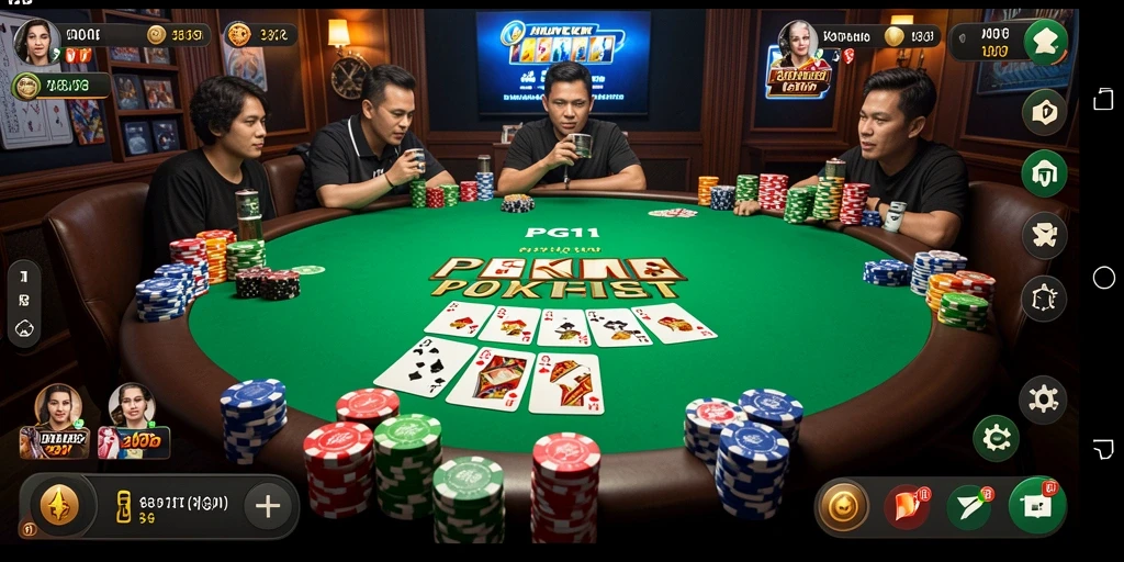 Tampilan gameplay PG11 yang intens dan seru dalam permainan Poker.