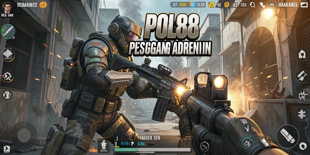 Tampilan gameplay POL88 menampilkan pertempuran FPS yang intens.