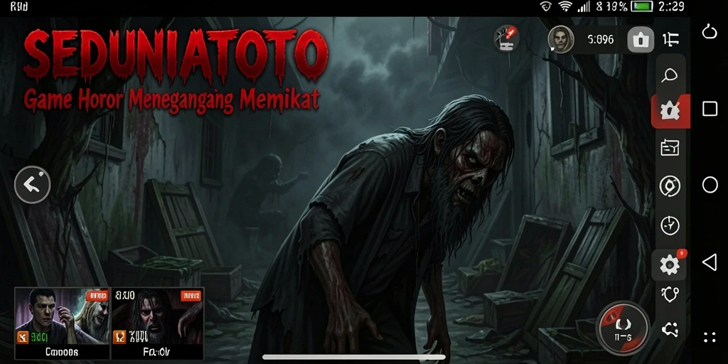 Screenshot menampilkan suasana mencekam SEDUNIATOTO dengan elemen horor yang mendalam.