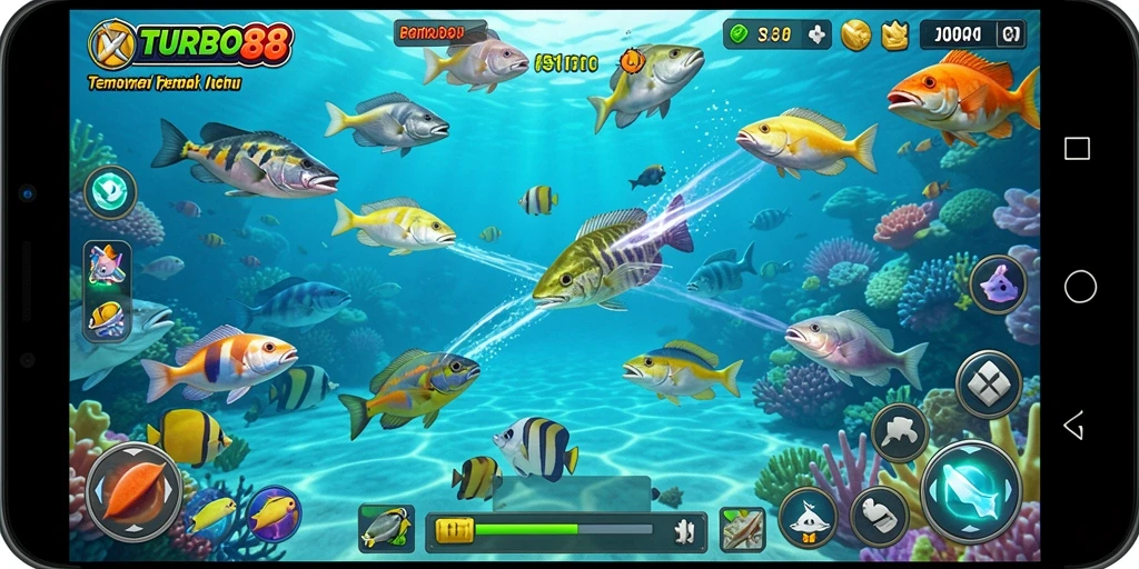 Tampilan seru gameplay Tembak Ikan di TURBO88.